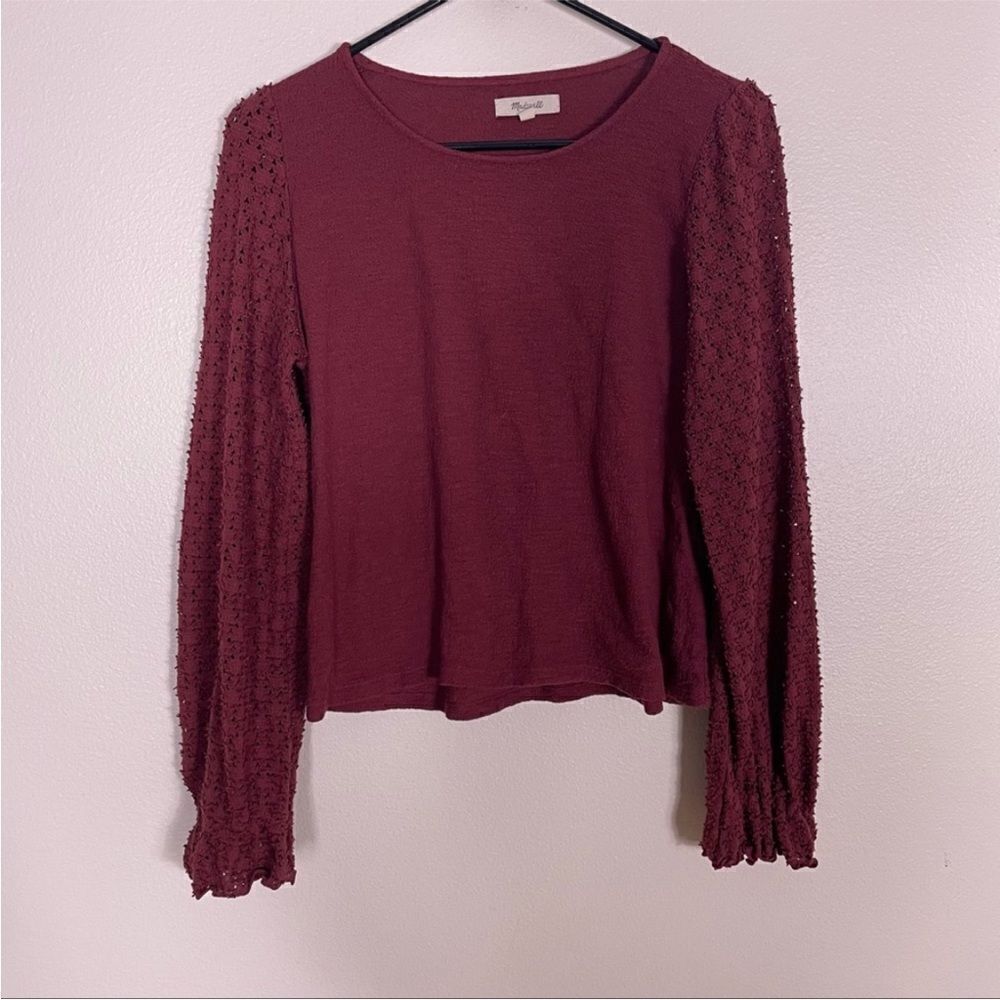 Madewell Cranberry Colored Textured Long Sleeve Top Size XS